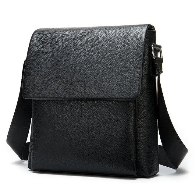 Men's Leather Shoulder Bag With Adjustable Shoulder Strap