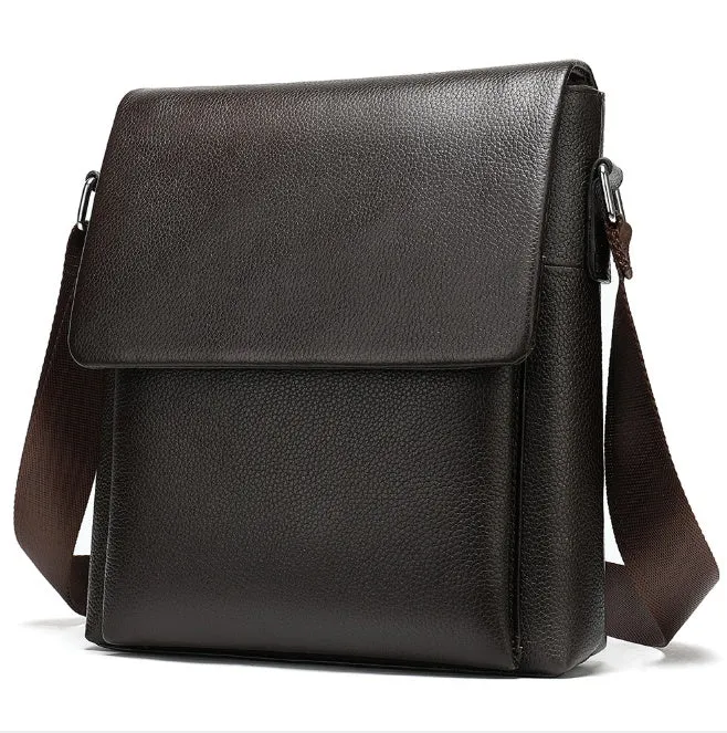 Men's Leather Shoulder Bag With Adjustable Shoulder Strap