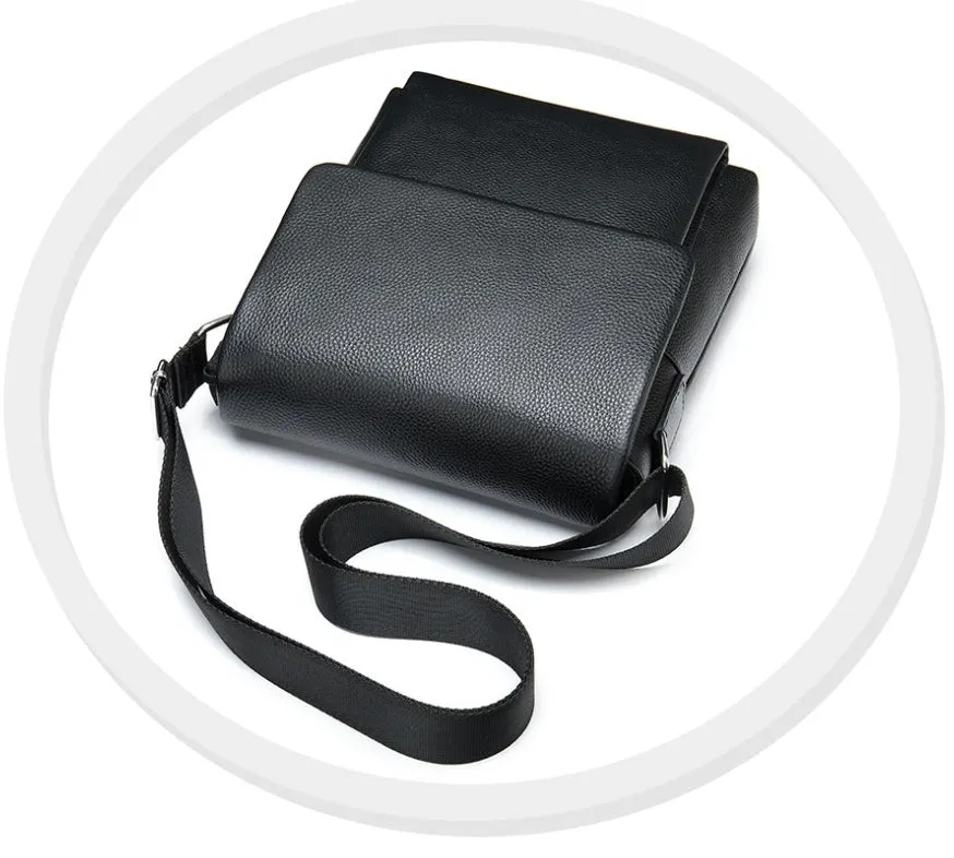 Men's Leather Shoulder Bag With Adjustable Shoulder Strap