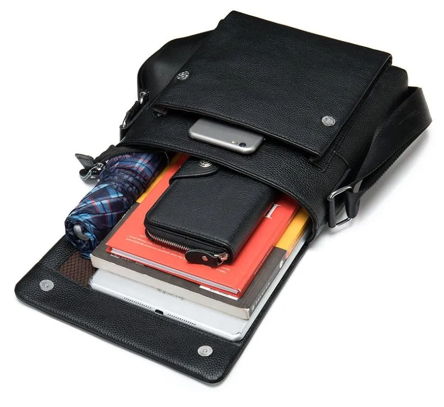 Men's Leather Shoulder Bag With Adjustable Shoulder Strap
