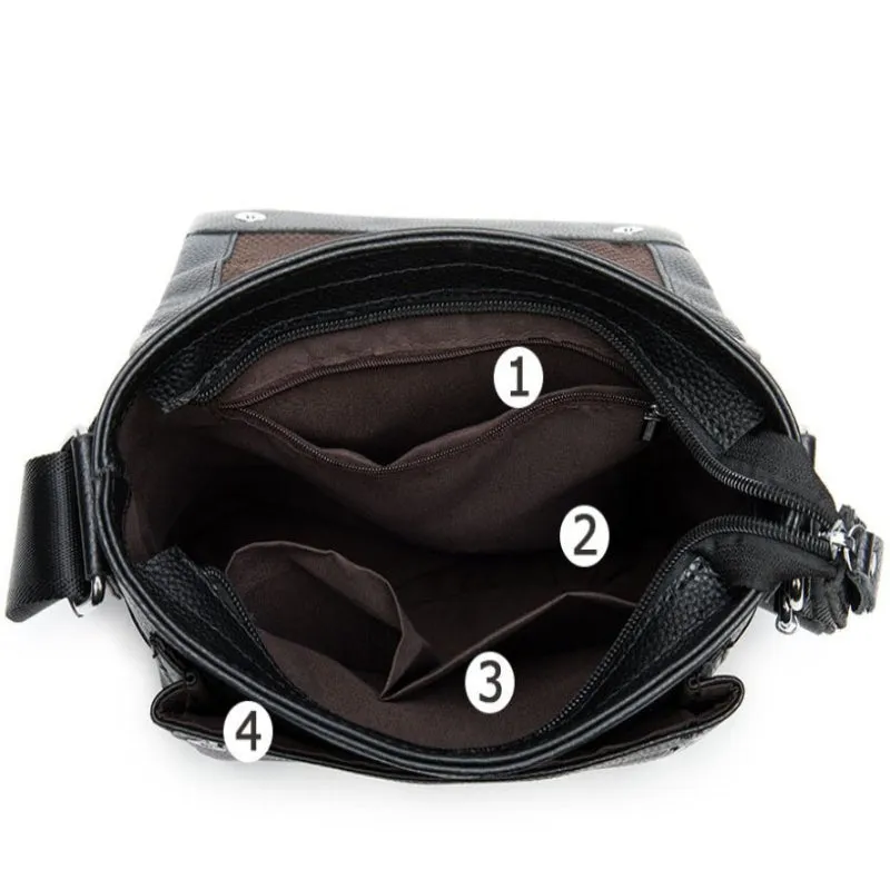 Men's Leather Shoulder Bag With Adjustable Shoulder Strap