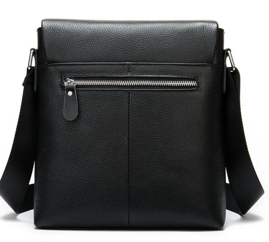 Men's Leather Shoulder Bag With Adjustable Shoulder Strap