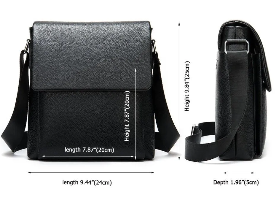 Men's Leather Shoulder Bag With Adjustable Shoulder Strap